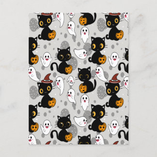 Spooky Ghost Pumpkin Paws Ankündigungspostkarte