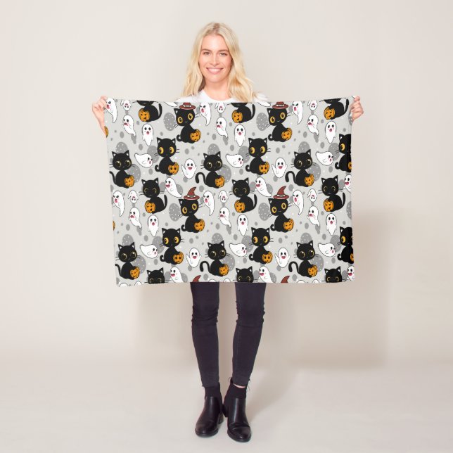Spooky Ghost Pumpkin Paws Fleecedecke (Beispiel)