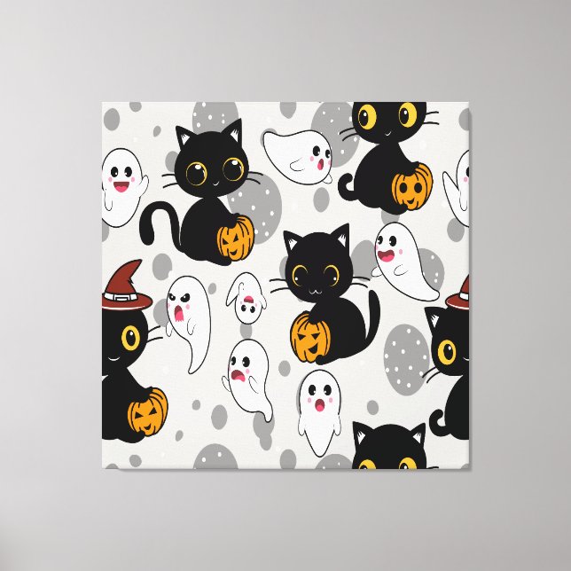 Spooky Ghost Pumpkin Paws Leinwanddruck (Vorderseite)