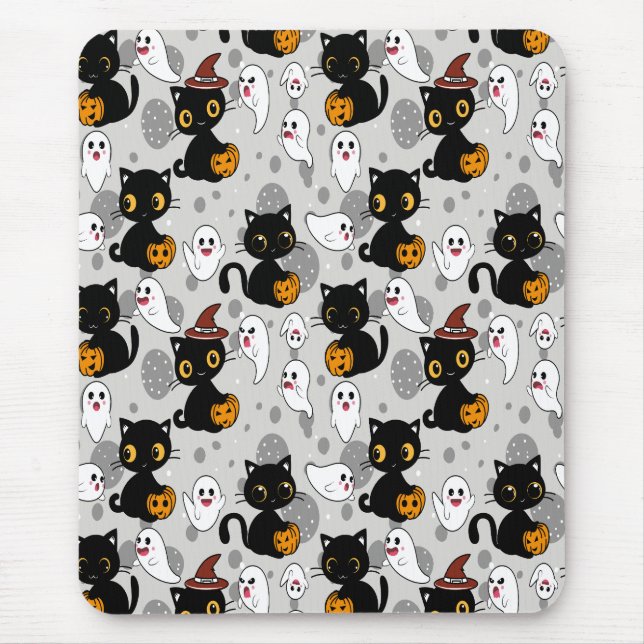 Spooky Ghost Pumpkin Paws Mousepad (Vorne)