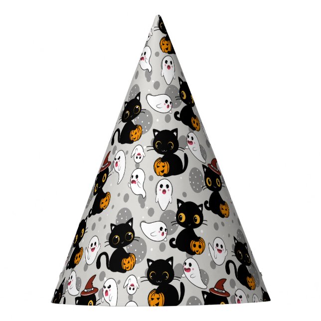 Spooky Ghost Pumpkin Paws Partyhütchen (Vorderseite)
