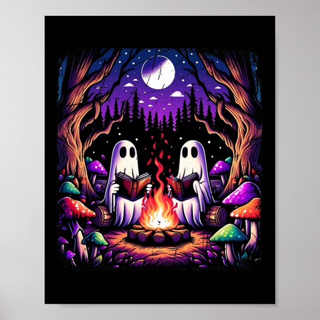 Spooky Ghost Reading Book Cotattaccore Lehrer Poster (Vorne)