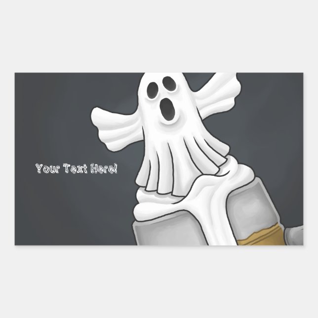 Spooky Ghost Rechteckiger Aufkleber (Vorderseite)