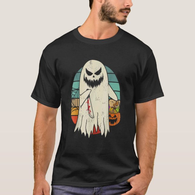 Spooky Ghost Retro Halloween Kostüme Männer Frauen T-Shirt (Vorderseite)