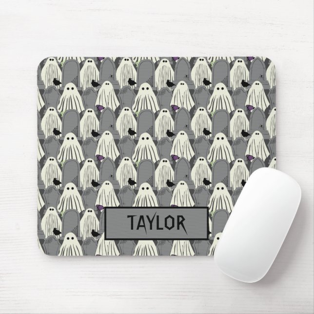 Spooky Ghosts and Grabsteins Halloween Mousepad (Mit Mouse)