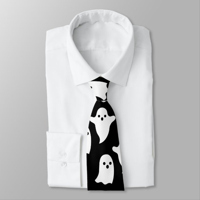 Spooky Ghosts Halloween necktie - KRAWATTE HARD - (Gebunden)