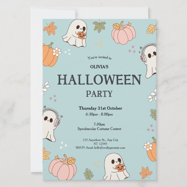 Spooky Ghosts Halloween-Party Einladung (Vorderseite)