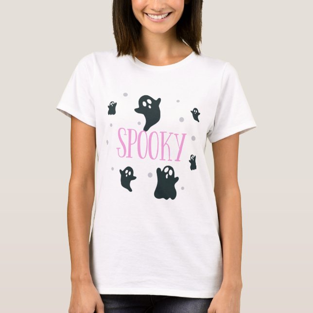 Spooky Ghosts Super Niedlich Halloween T-Shirt (Vorderseite)