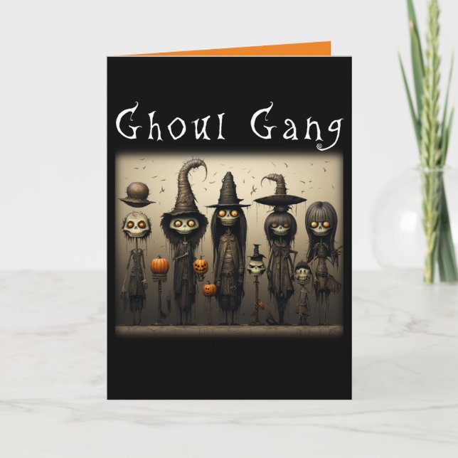 Spooky Ghoul Gang Skeleton Hexen Halloween Karte (Vorderseite)