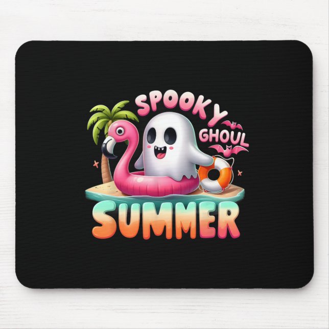 Spooky Ghoul Summer Funny Ghost Flamingo Summer Va Mousepad (Vorne)