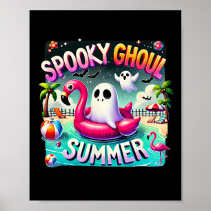 Spooky Ghoul Summer Niedlich Ghost Flamingo Hallo Poster