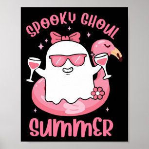 Spooky Ghoul Summer Niedlich Ghost Flamingo Summer Poster