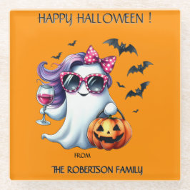 Spooky Girly Ghost Halloween  Glasuntersetzer