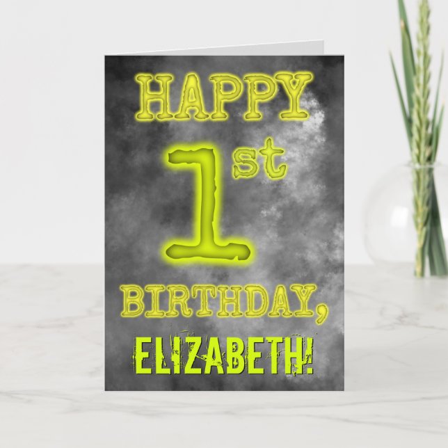 Spooky Glows Aura sehen "GLÜCKLICH 1. GEBURTSTAG"  Karte (Vorderseite)