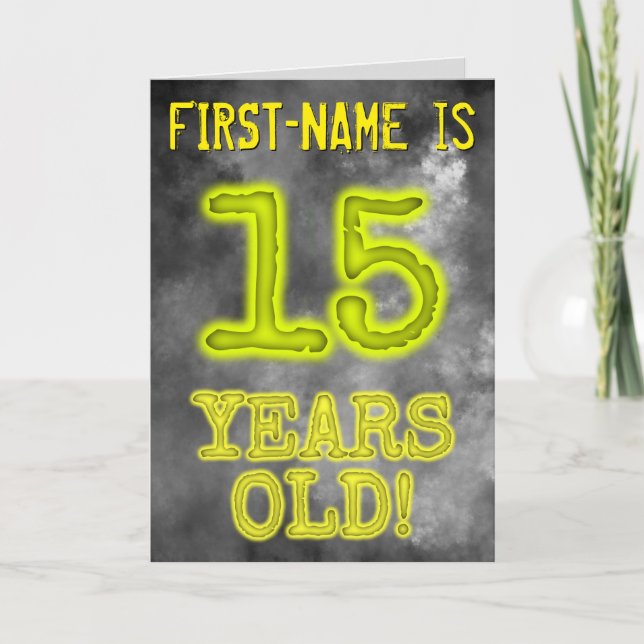 Spooky glühende Aura Look "15 JAHRE ALT!" + Name Karte (Vorderseite)