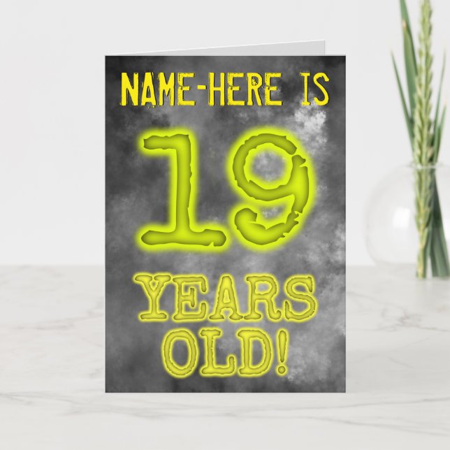 Spooky glühende Aura Look "19 JAHRE ALT!" + Name Karte (Vorderseite)