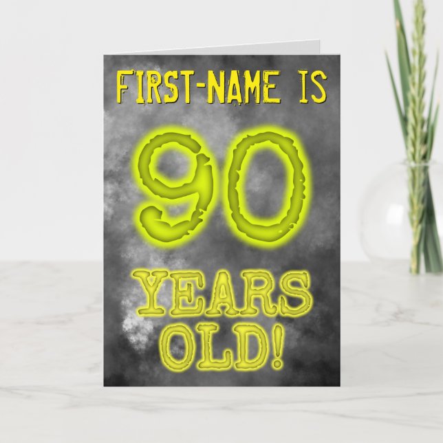 Spooky glühende Aura Look "90 JAHRE ALT!" + Name Karte (Vorderseite)