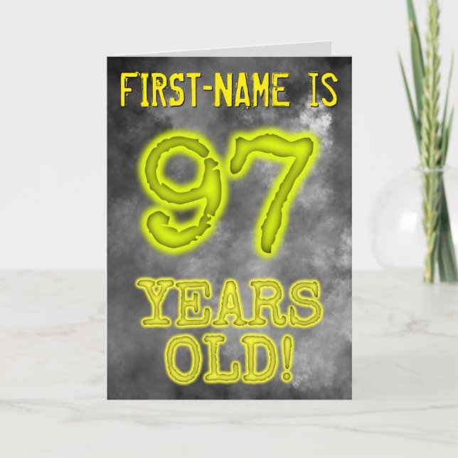 Spooky glühende Aura Look "97 JAHRE ALT!" + Name Karte (Vorderseite)