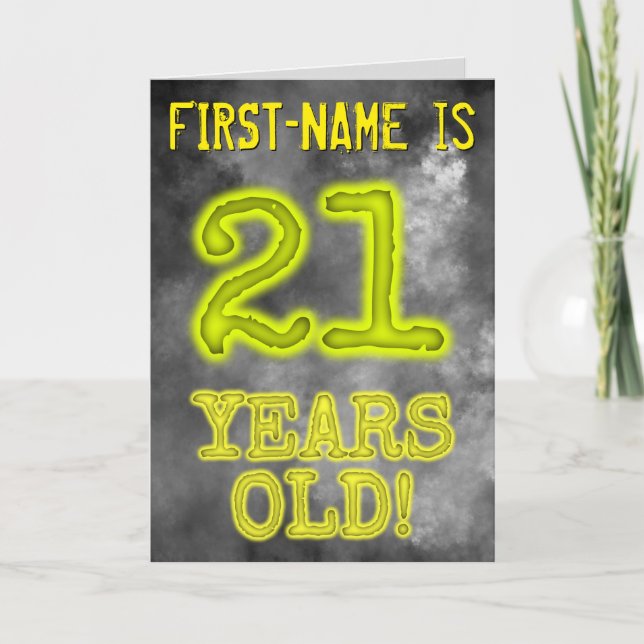 Spooky glühende Aura sehen "21 JAHRE ALT!" + Name Karte (Vorderseite)