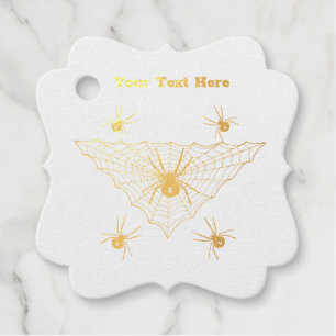 Spooky Gold Spiders im dreieckigen Web Grau Geschenkanhänger
