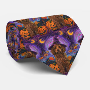 Spooky Goldendoodle Hund Halloween Hexenkürbis Krawatte