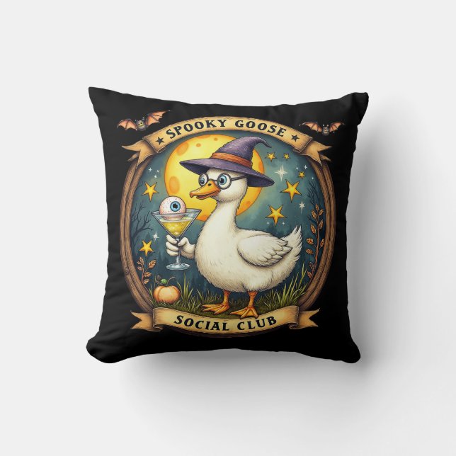 Spooky Goose Halloween Ilustration Graphic Kissen (Vorderseite)