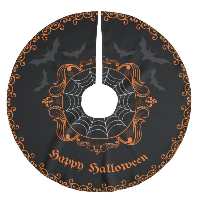 Spooky Goth Halloween Treppenhaus Polyester Weihnachtsbaumdecke (Vorderseite)