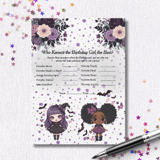 Spooky Gothday Girl Trivia Spielkarte Feiertagskarte