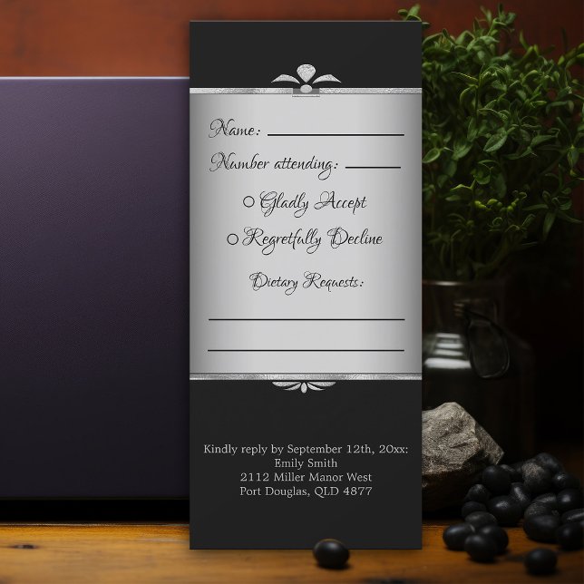 Spooky Gothic Black Bat Halloween Hochzeit (gothic Halloween Wedding black deco rsvp response cards
)