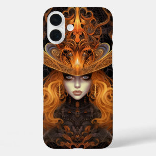 SPOOKY GOTHIC HALLOWEEN ORANGE TAROTKARTENFRAU iPhone 16 PLUS HÜLLE