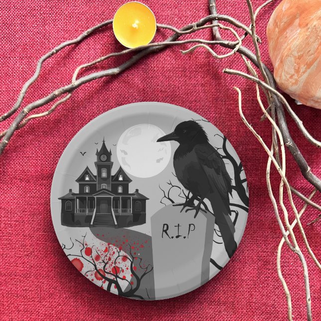 Spooky Gothic Halloween Papierplatte Pappteller (Von Creator hochgeladen)