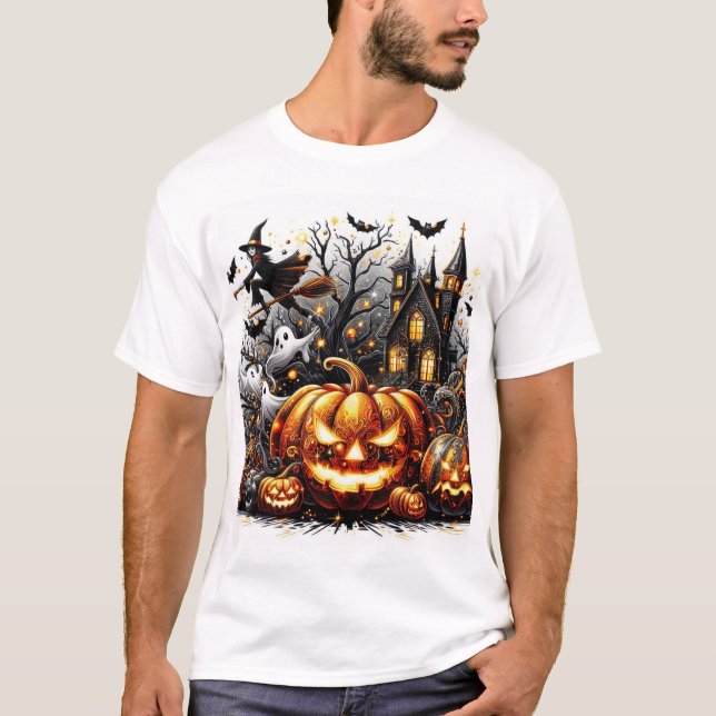 Spooky 💩 Gothic Halloween 🦇 Pumpkin 🎃 Patch T-Shirt (Vorderseite)