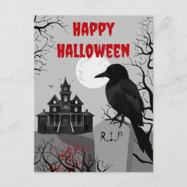 Spooky Gothic Happy Halloween Postcard Postkarte