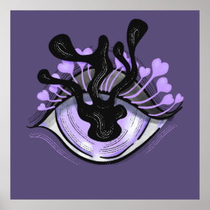 Spooky Gothic Lila Eye Halloween Art Poster
