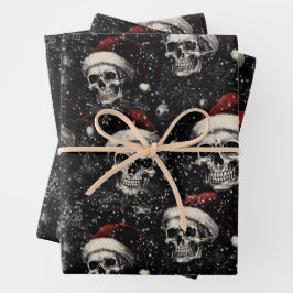 Spooky Gothic Weihnachtskulls Geschenkpapier Set