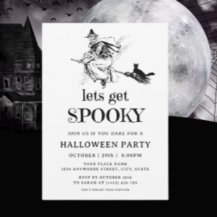 Spooky Gothic Witch Adult Halloween Kostüm Party Einladung