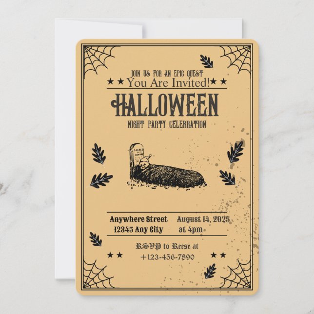 Spooky Grave Halloween-Party Einladung (Vorderseite)