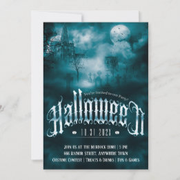Spooky Graveyard Gothic Dark Halloween Einladung