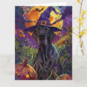 Spooky Great Dane Halloween Hexenkürbis Karte