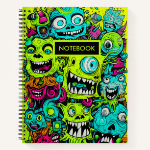 Spooky Green Monster Pattern Notizbuch
