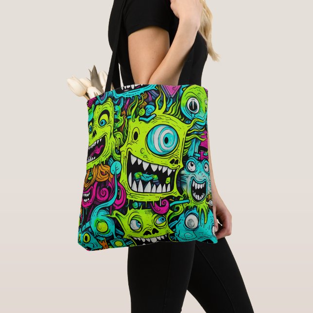 Spooky Green Monster Pattern Tasche (Von Nahem)