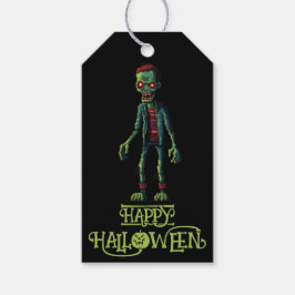 Spooky Green Zombie | Black Kids Halloween-Party Geschenkanhänger