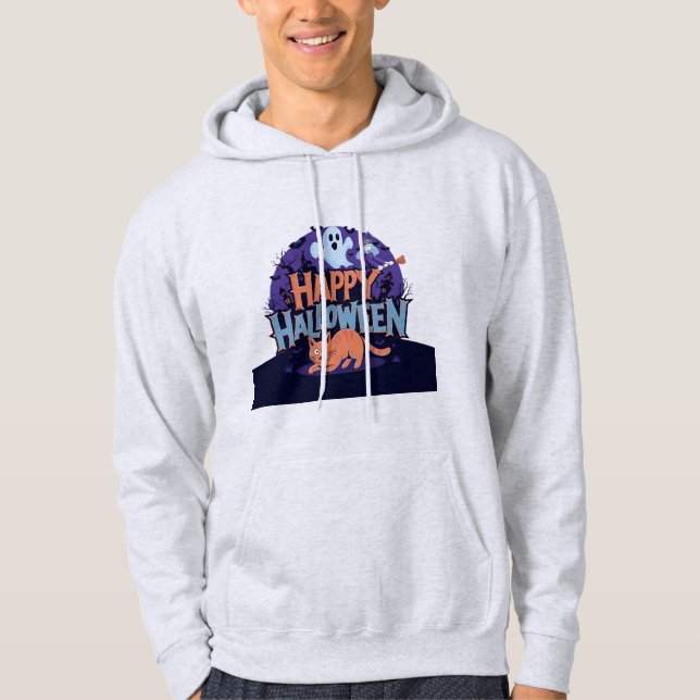 Spooky Greetings T - Shirt: Glückliches Halloween Hoodie (Vorderseite)