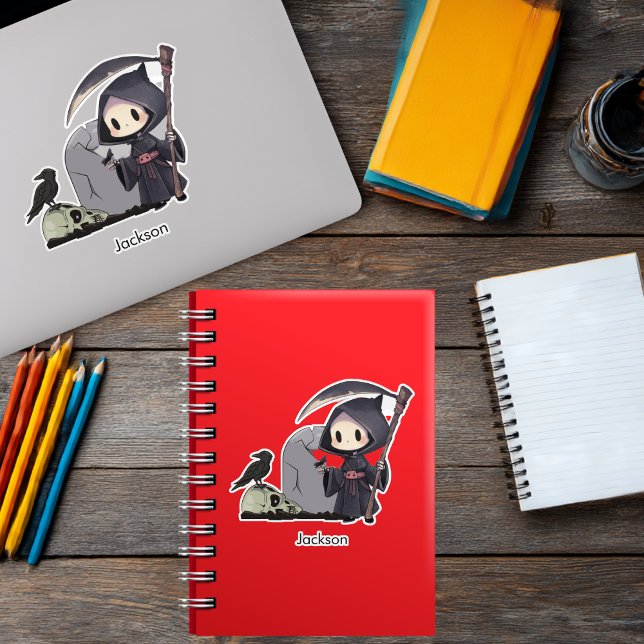 Spooky Grim Sensenmann Graveyard Crow Gothic Hallo Aufkleber (Von Creator hochgeladen)