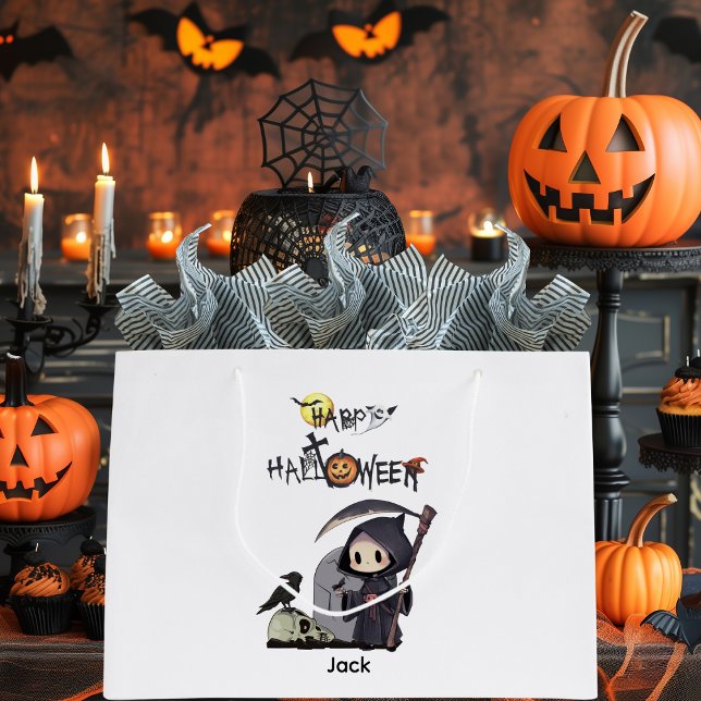 Spooky Grim Sensenmann Graveyard Crow Gothic Hallo Große Geschenktüte (Von Creator hochgeladen)