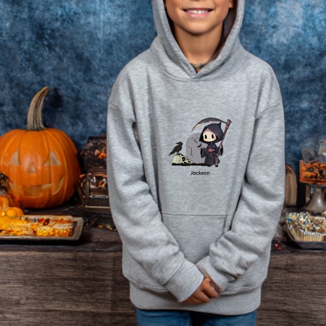 Spooky Grim Sensenmann Graveyard Crow Gothic Hallo Hoodie (Von Creator hochgeladen)