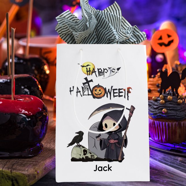 Spooky Grim Sensenmann Graveyard Crow Gothic Hallo Mittlere Geschenktüte (Von Creator hochgeladen)