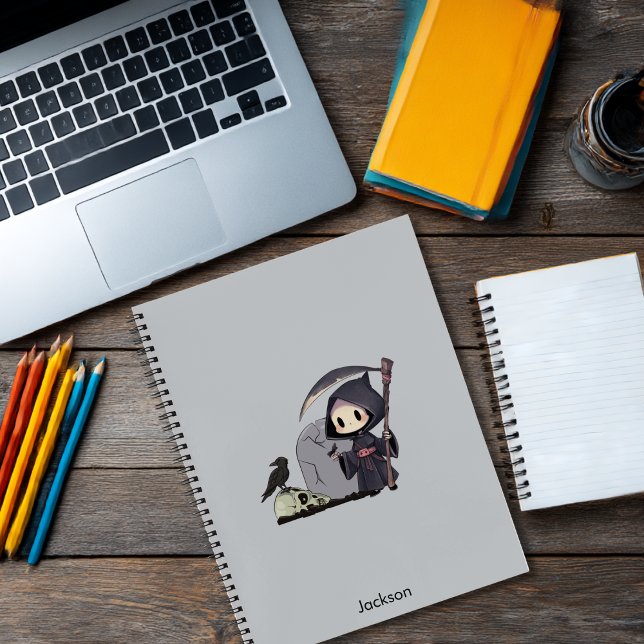 Spooky Grim Sensenmann Graveyard Crow Gothic Hallo Notizbuch (Von Creator hochgeladen)