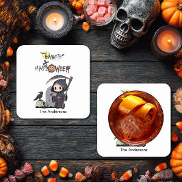 Spooky Grim Sensenmann Graveyard Gothic Kids Hallo Rechteckiger Pappuntersetzer