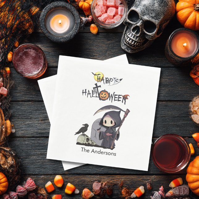 Spooky Grim Sensenmann Graveyard Gothic Kids Hallo Serviette (Von Creator hochgeladen)